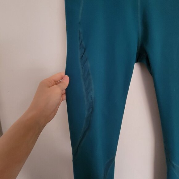 Fabletics Kelly Forest Mesh Powerhold Leggings Teal Green Tights Size Large - Picture 5 of 16